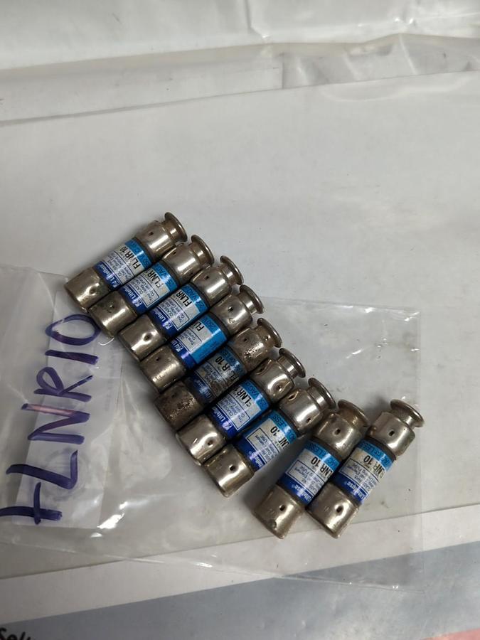 Used LITTELFUSE,FLNR10,TIME-DELAY 10 AMP FUSE LOT OF 9 PRE-OWNED