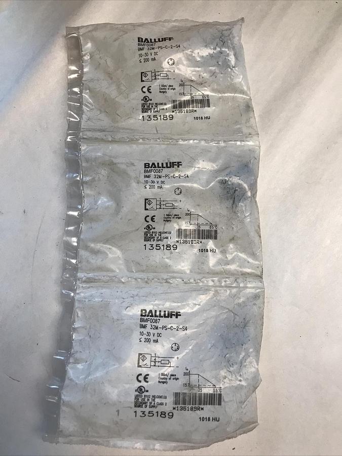 Used Balluff,BMF 32M-PS-C-2-S4,Magnetic Sensor 10-30VDC 200mA Lot Of 3 NOS