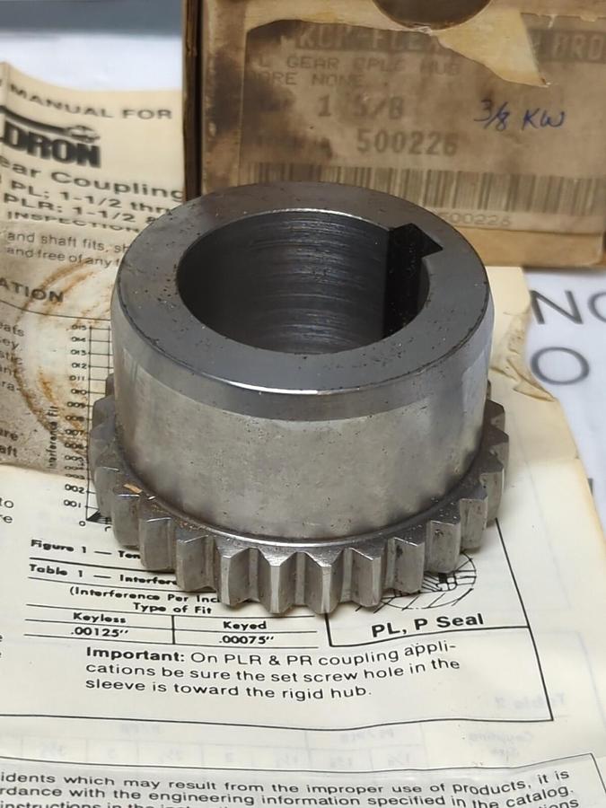 KOP-FLEX,500226 PL,GEAR COUPLING HUB 1-5/8 INCH BORE 3/8 INCH KW NOS