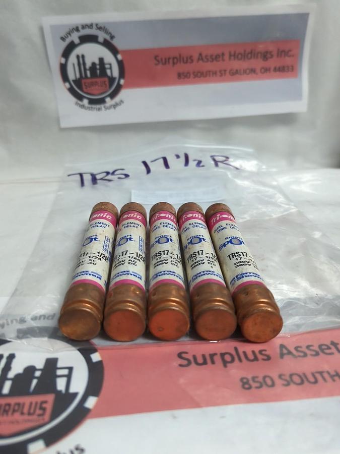 Used FERRAZ SHAWMUT,TRS17-1/2R,SMART-SPOT 17-1/2 AMP FUSE LOT OF 5 PRE-OWNED
