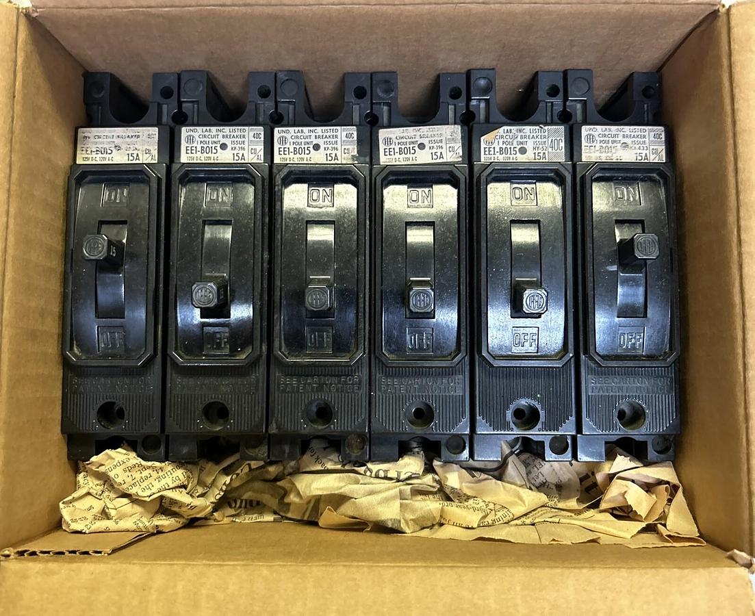 Used ITE,EE1-B015,CIRCUIT BREAKER 15A 120V 1P LOT OF 6