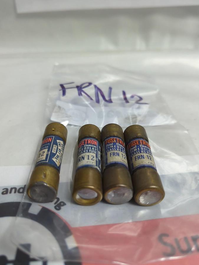 Used COOPER BUSSMANN,FRN-12,FUSETRON 12 AMP FUSE LOT OF 4 PRE-OWNED