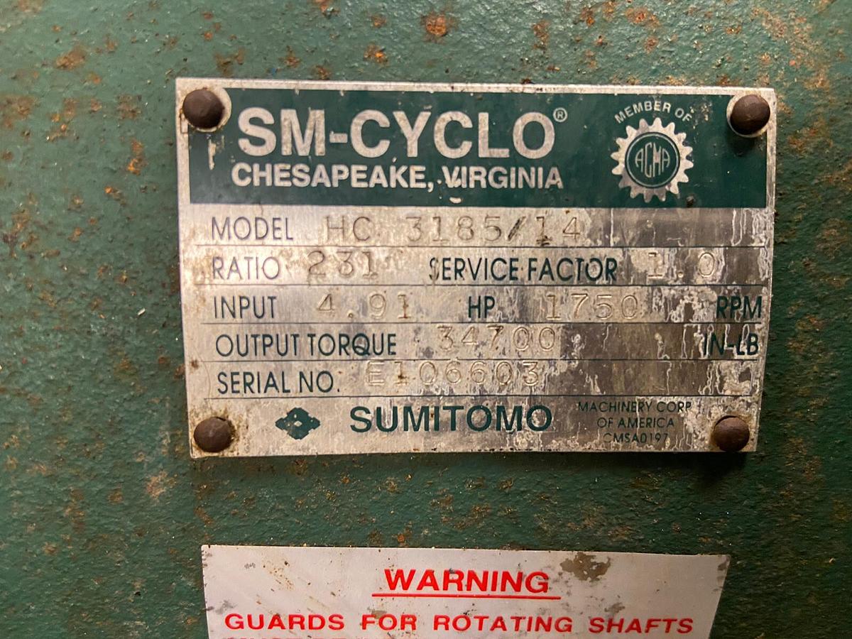 Used Sumitomo,SM-Cyclo HC-3185/14,Gear Reducer Ratio 231:1 Input 4.91Hp Torque 34700