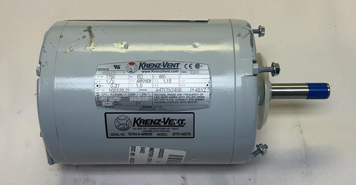 KRENZ-VENT,100229.21,AC MOTOR 1/2HP 1750RPM 460V 48YZ FRAME NOS