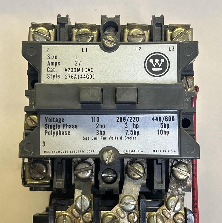 Used WESTINGHOUSE,A200M1CAC,NON-REVERSING STARTER SIZE 1 27AMP