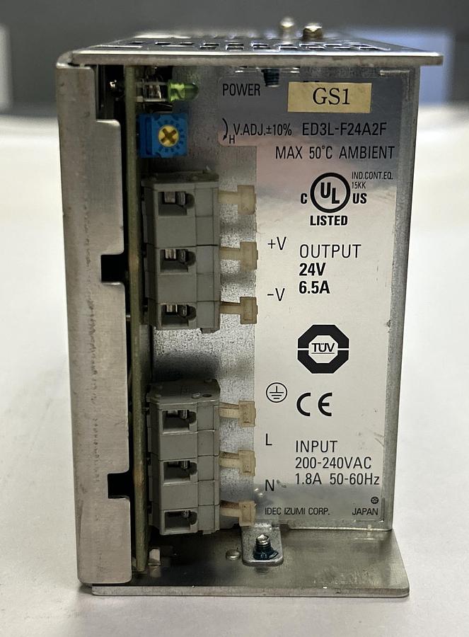 Used IDEC,ED3L-F24A2F,POWER SUPPLY INPUT 1.8A 200-240V 50/60HZ OUTPUT 6.5A 24V