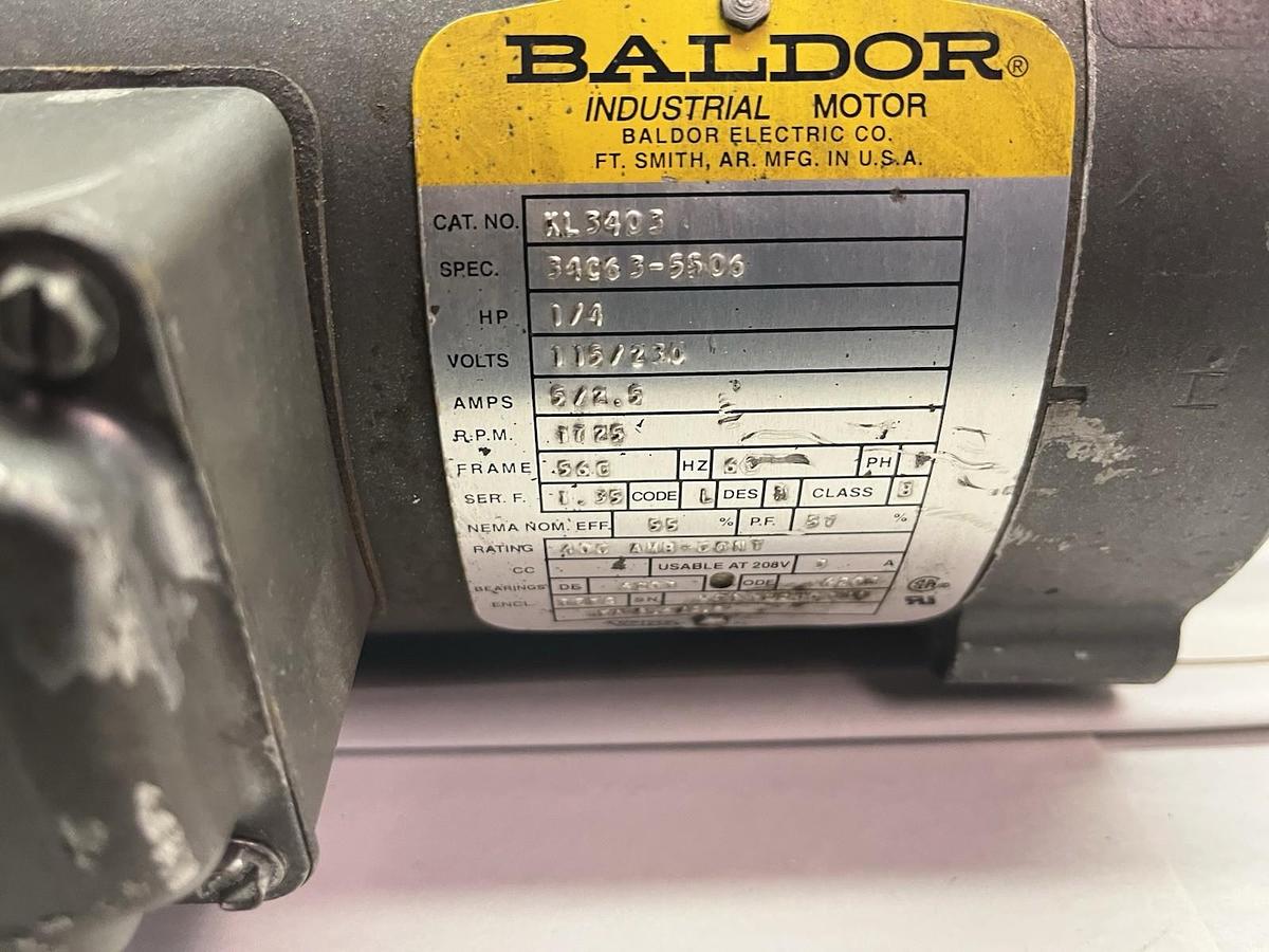 Used BALDOR,KL3403,MOTOR 1/4HP 1PH 1725RPM 56C