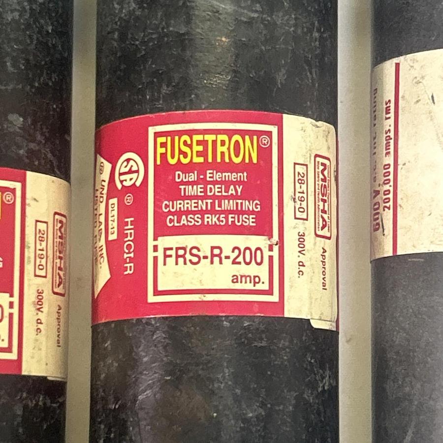 Used BUSSMANN,FRS-R-200,FUSETRON FUSE 200A 600V LOT OF 6