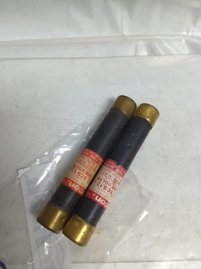 Used ECON,ECS 12,TIME-DELAY 12 AMP FUSE LOT OF 2 PRE-OWNED