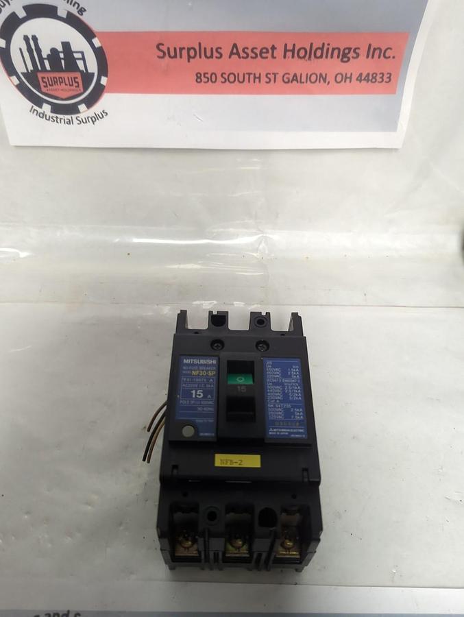Used MITSUBISHI,NF30-SP,CIRCUIT BREAKER 15 AMP 3-POLE PRE-OWNED