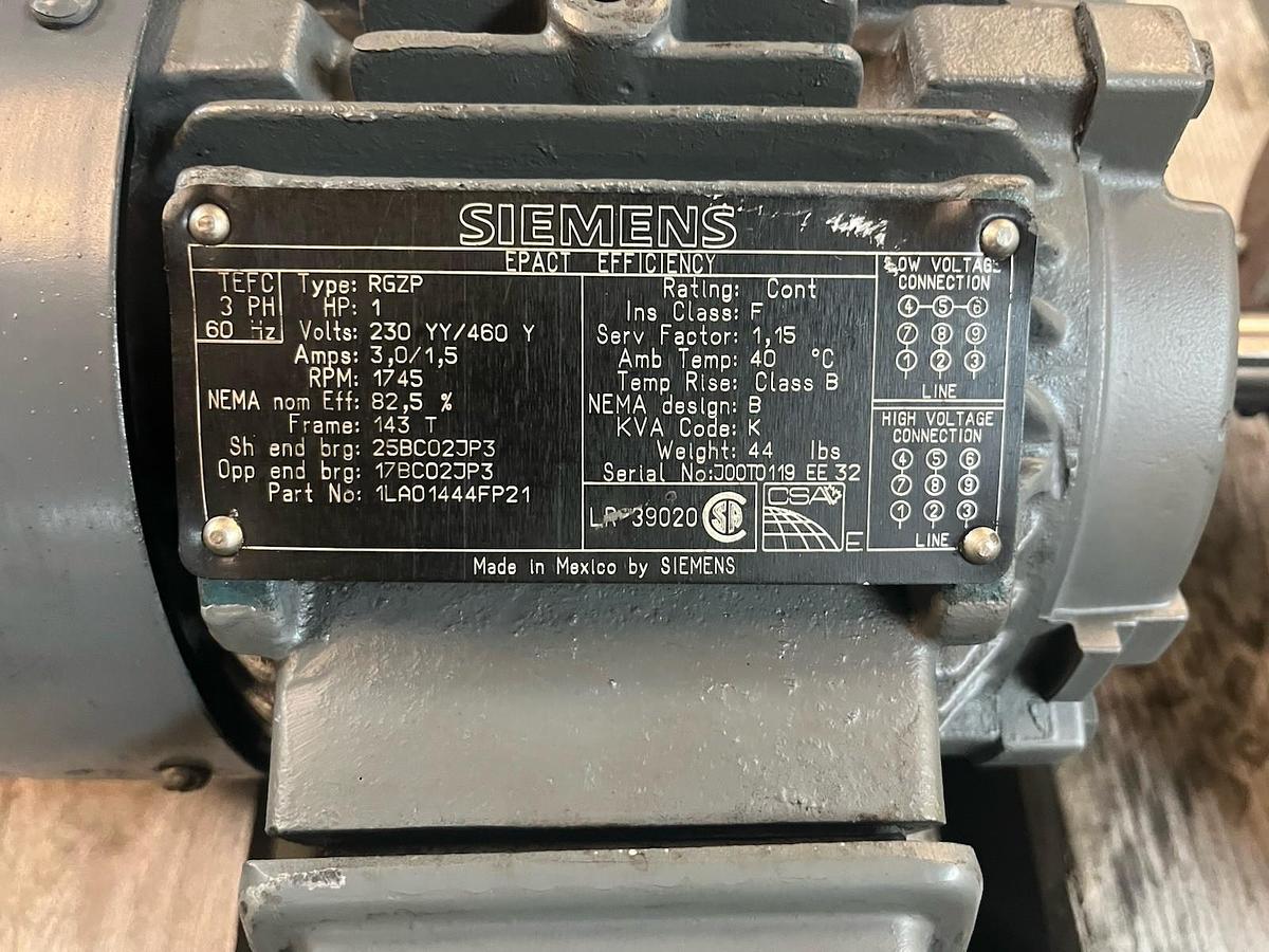 SIEMENS,1LA01444FP21,RGZP EPACT MOTOR 1HP 1745RPM 3PH 143T