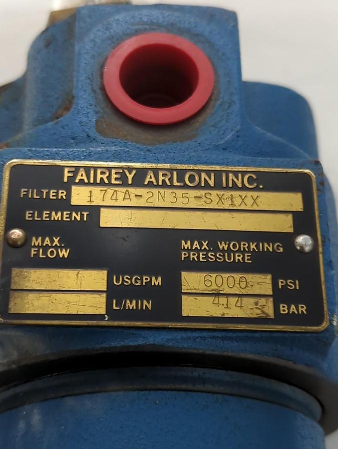 Used FAIREY ARLON,174A-2N35-SX1XX,FILTER VALVE 6000PSI 414 AR PRE-OWNED