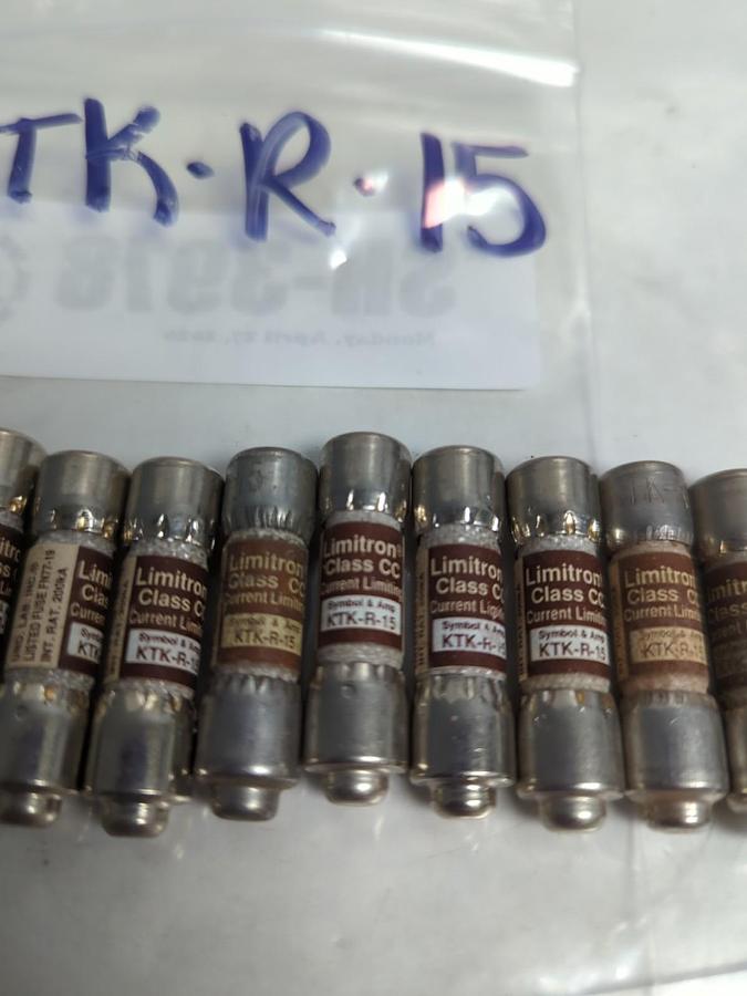 Used COOPER BUSSMANN,KTK-R-15,LIMITRON 15 AMP FUSE LOT OF 11 PRE-OWNED