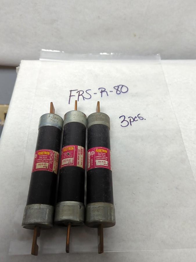 Used COOPER BUSSMANN,FRS-R-80,FUSETRON 80 AMP FUSE LOT OF 3 PRE-OWNED