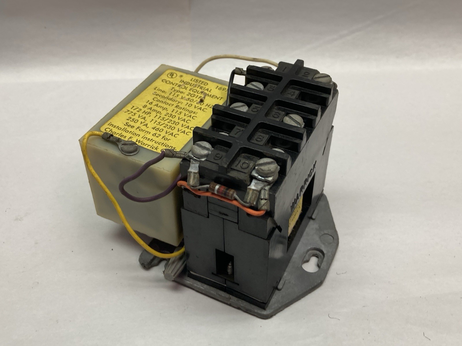 Used Warrick Controls,Type 2G1F0,Industrial Relay Control 115V 50/60Hz