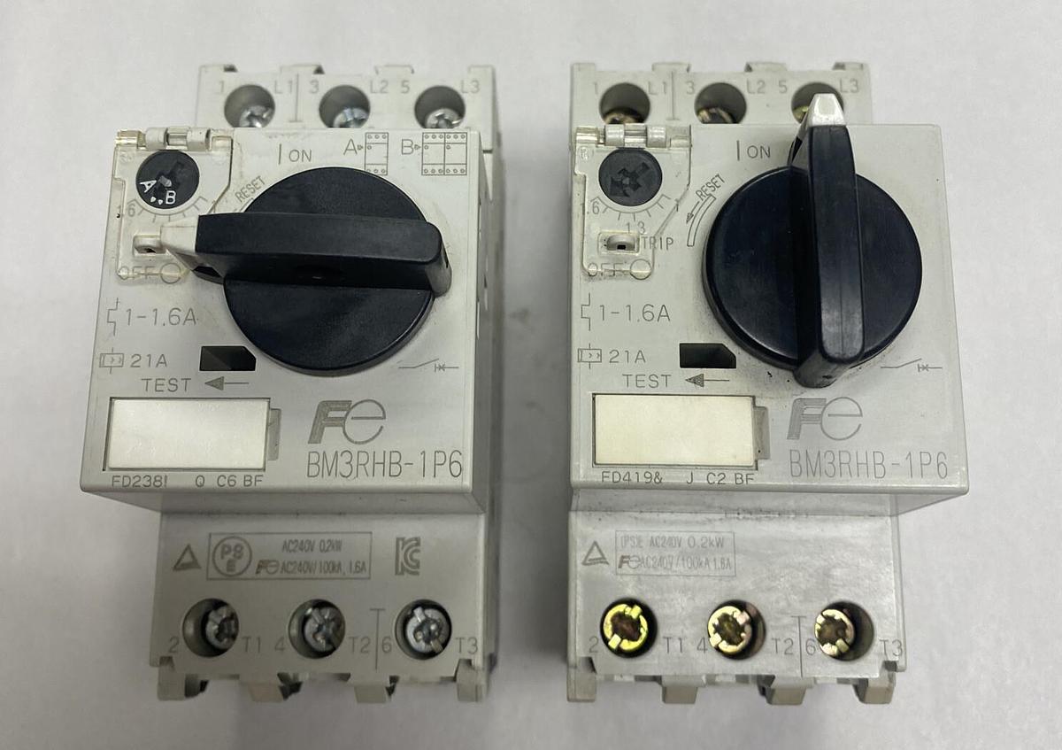 Used FUJI ELECTRIC,BM3RHB-1P6,MANUAL MOTOR STARTER 1-1.6A LOT OF 2