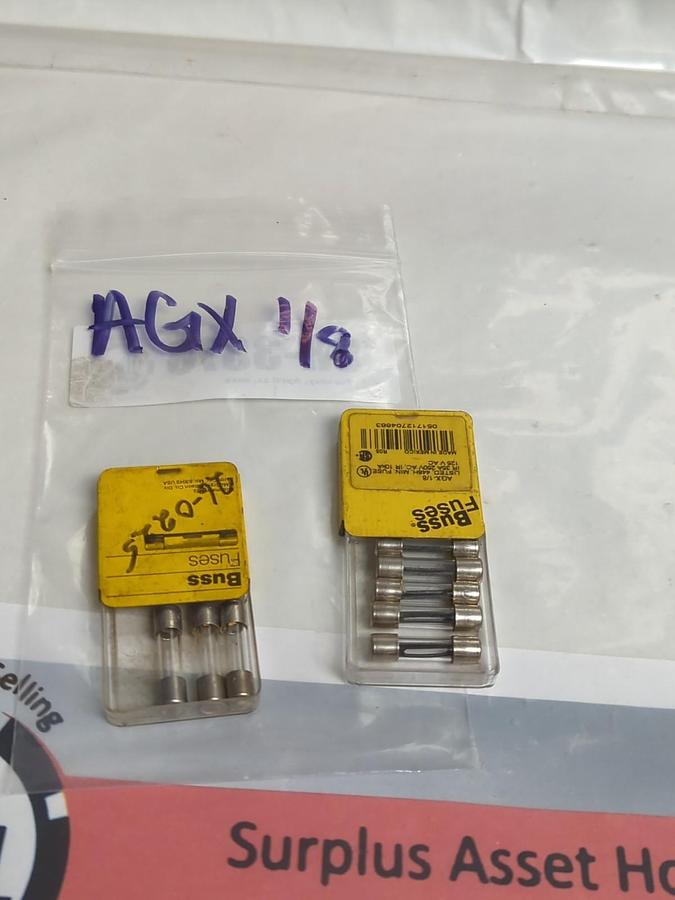 COOPER BUSSMANN,AGX-1/8,1/8 AMP FUSE LOT OF 8 NOS