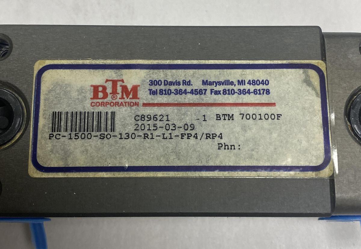 BTM,PC-1500-S0-130-R1-L1-FP4/RP4,Pneumatic Power Clamp NOS