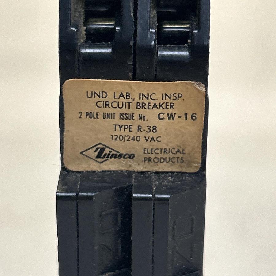 Used ZINSCO,R38AL,TANDEM CIRCUIT BREAKER 15A 120/240V 2P LOT OF 4