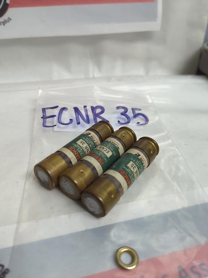 Used RELIAIANCE,ECNR-35,TIME-DELAY 35 AMP FUSE LOT OF 3 PRE-OWNED