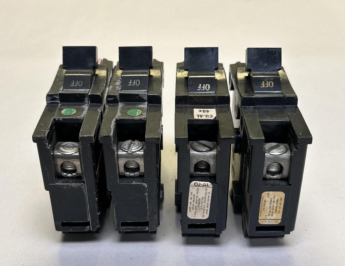 Used FEDERAL PACIFIC,NA140,CIRCUIT BREAKER 40A 120/240V 1P LOT OF 4