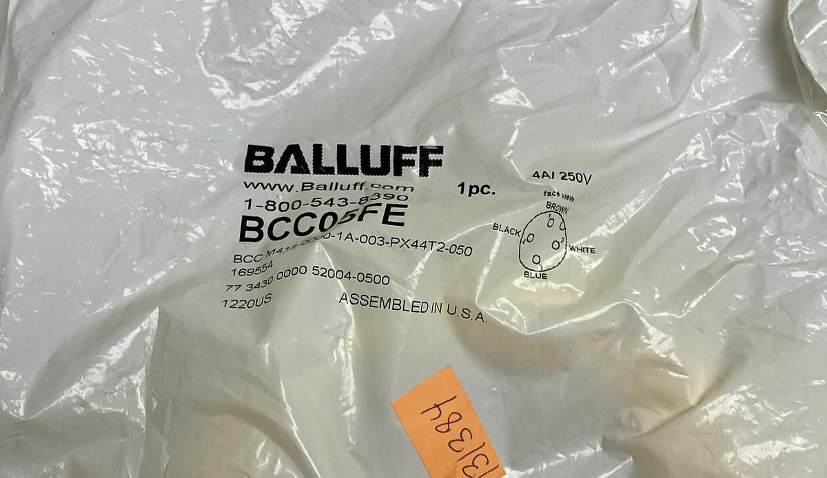 Used Balluff,BCC05FE,Cable Lot of 2 NOS In Sealed Bags