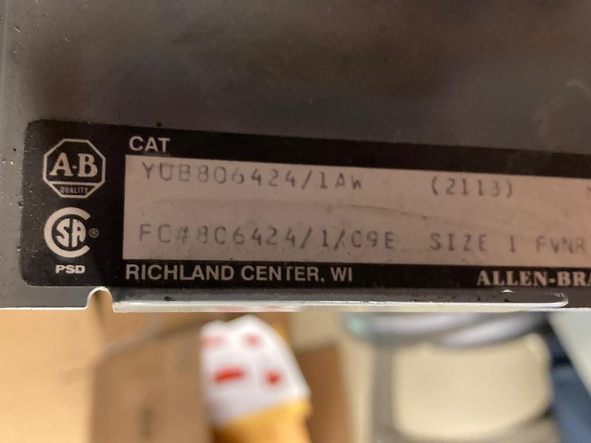 Used Allen Bradley,2100 2113B,Size 1 MCC Starter Bucket 7 Amp Breaker