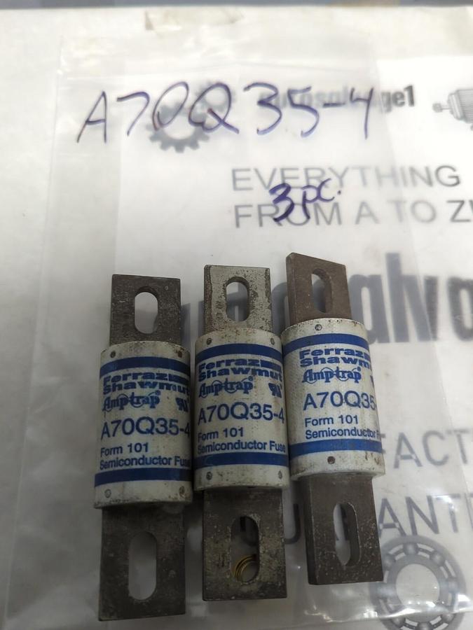 FERRAZ SHAWMUT,A70Q35-4,SEMICONDUCTOR 35 AMP FUSE LOT OF 3 NOS