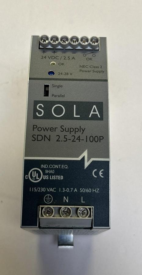 Used EMERSON SOLA,SDN 2.5-24-100P,POWER SUPPLY 2.5A 24VDC