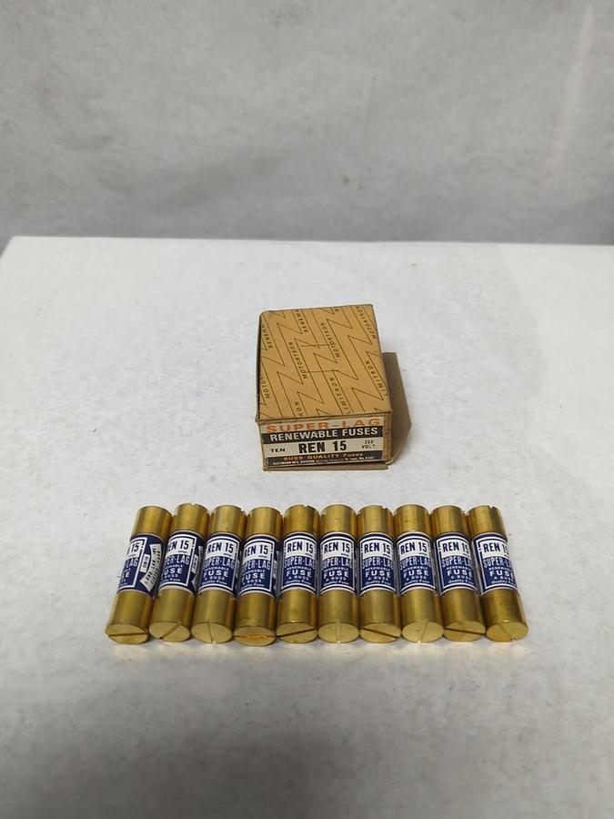 COOPER BUSSMANN,REN-15,SUPER-LAG RENEWABLE FUSES BOX OF 10 NOS