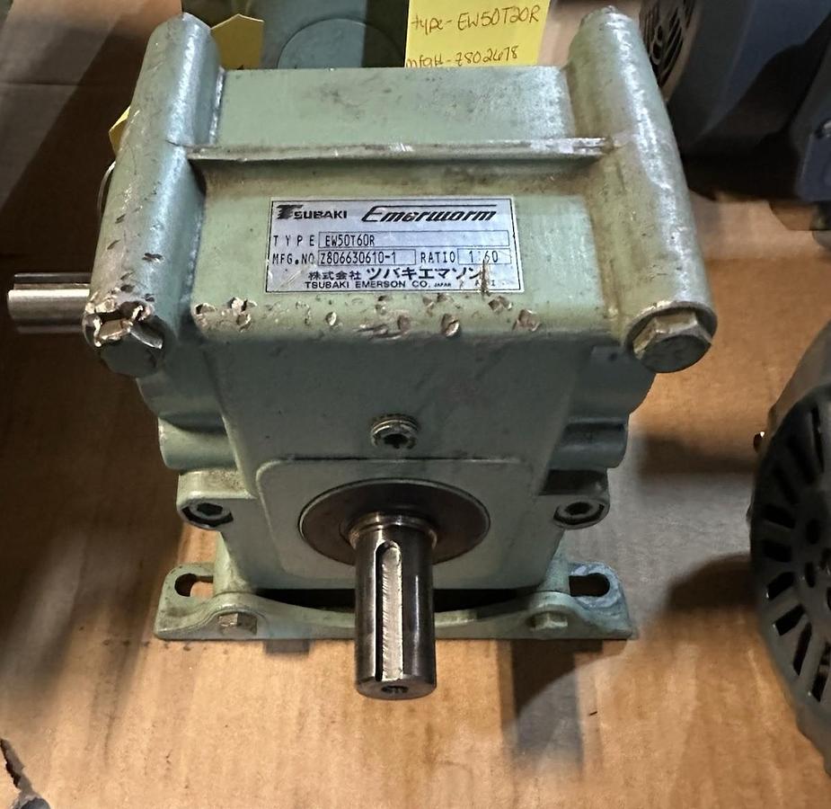 Used Tsubaki Emerson,EW50T60R,Emerworm Gear Reducer Ratio 60:1