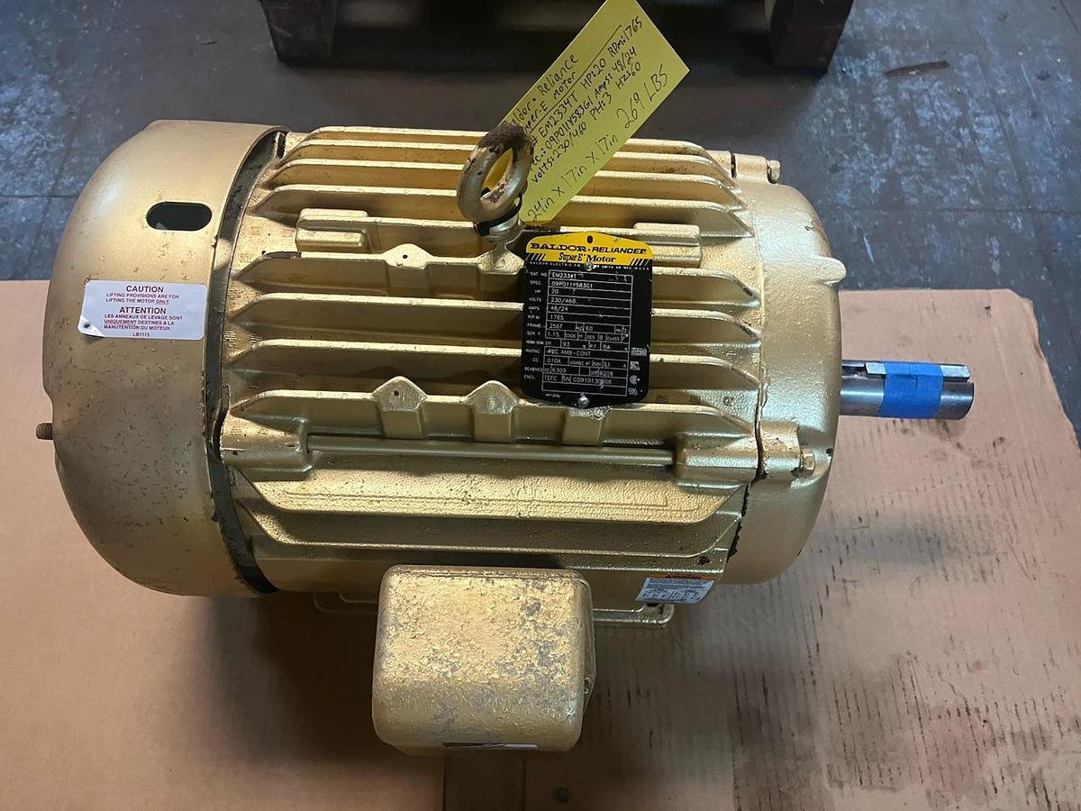 Used BALDOR,EM2334T,SUPER E MOTOR 20HP 1765RPM 230/460V 256T