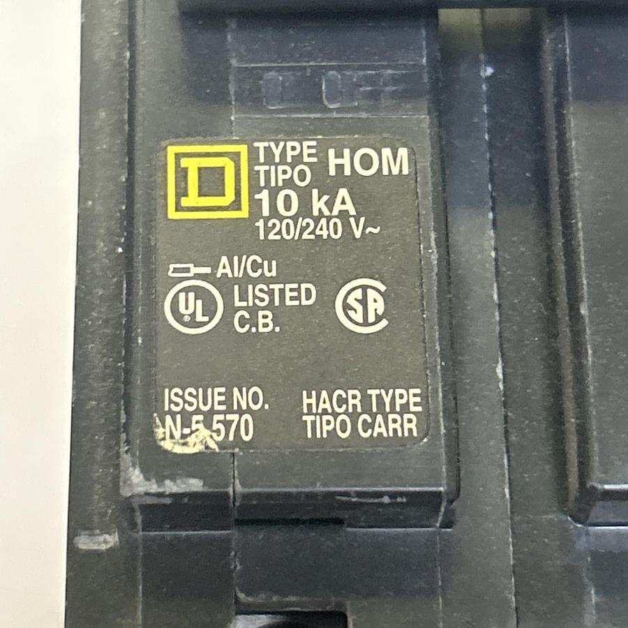 Used SQUARE D,HOM260,CIRCUIT BREAKER 60A 120/240V 2P LOT OF 2