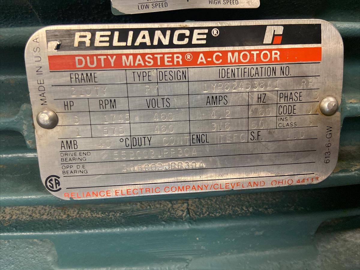 Used Dodge,APG 210TG6A2,GearDrive Ratio 86.5 Reliance 3/1 HP 1745/575RPM Brake Motor