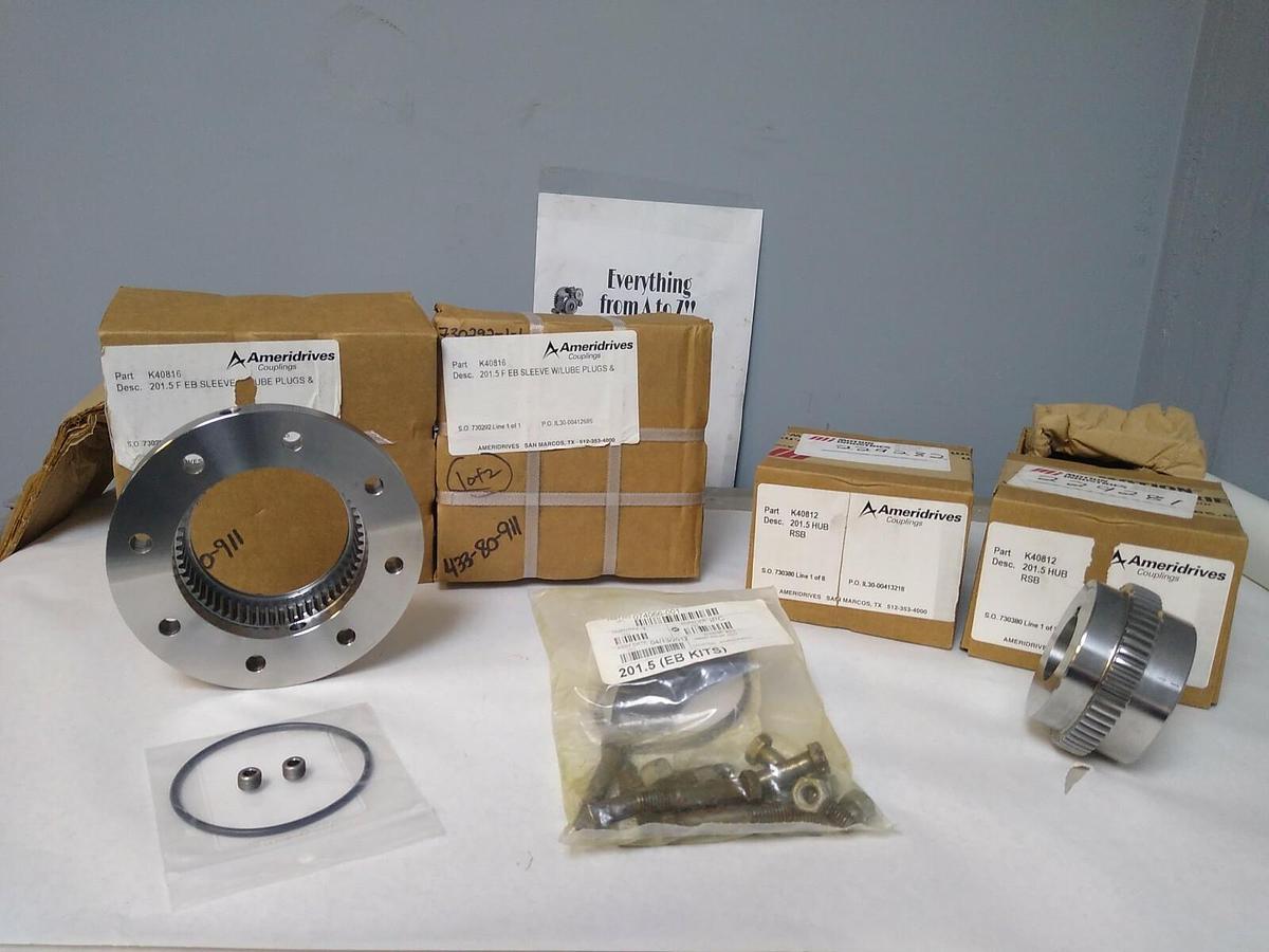 Used AMERIDRIVES,K410812 -201.5  K40816-201.5 EB,2 SLEEVES+2  HUBS AND HARDWARE KIT