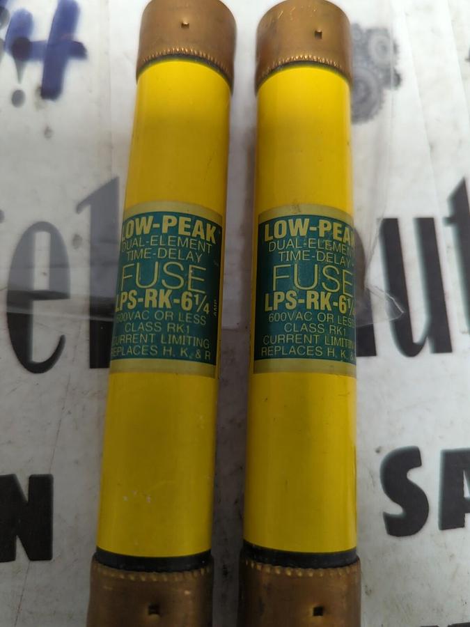 COOPER BUSSMANN,LPS-RK-6-1/4,LOW-PEAK FUSES LOT OF 2 NOS
