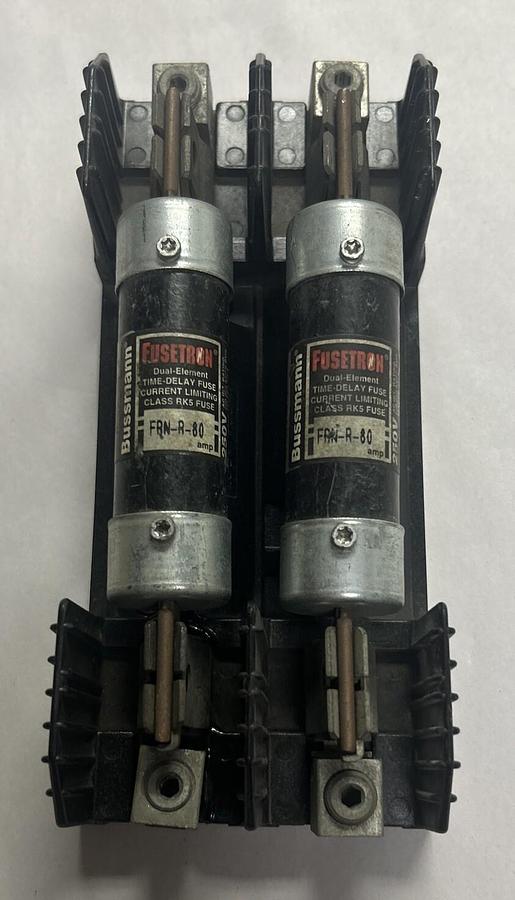 Used BUSSMANN,R25100-2CR,FUSE HOLDER WITH FRN-R-80 FUSES