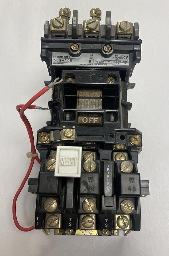 Used Allen-Bradley,509-A0D,Size 0 Motor Starter 18A 600V
