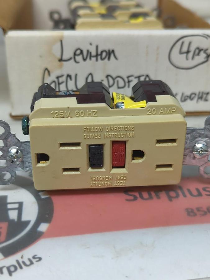 LEVITON,GFCLA-DDFTA,GFC OUTLET 20 AMP 125V 60HZ LOT OF 4 NOS