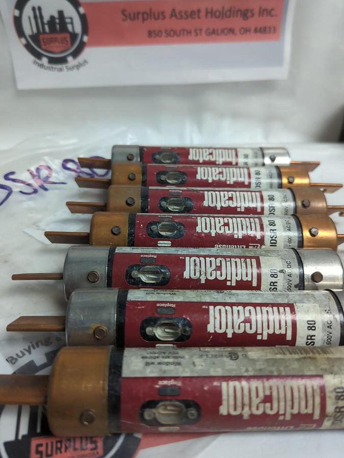 Used LITTELFUSE,IDSR80,INDICATOR FUSE 80 AMP LOT OF 7 PRE-OWNED