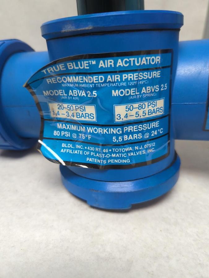 PLAST-O-MATIC,ABVS 2.5,TRUE BLUE AIR ACTUATOR NOS