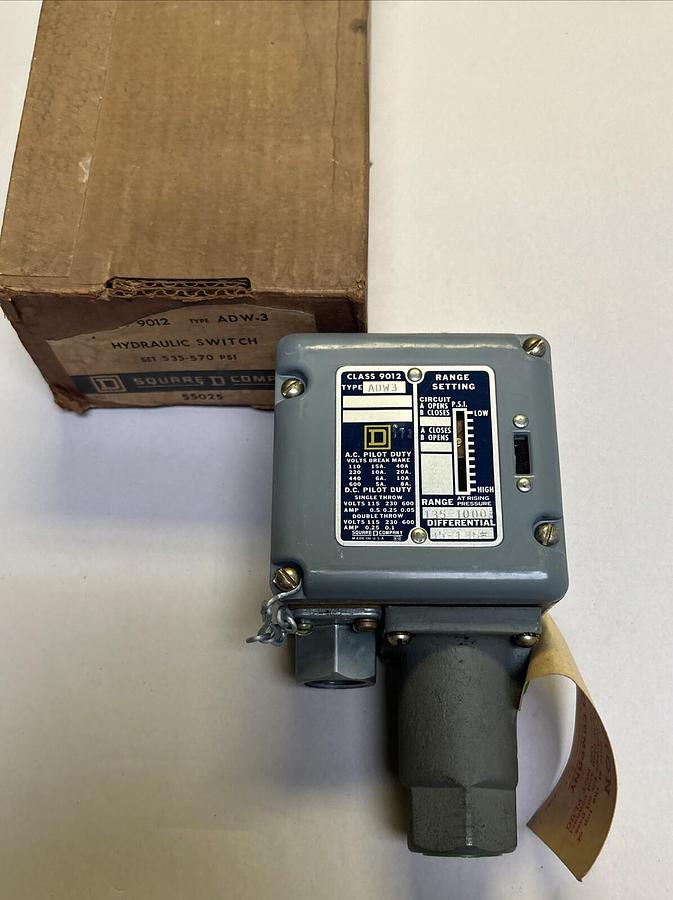 Used SQUARE D,9012-ADW3,PRESSURE SWITCH NEW