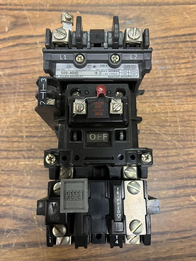 Used Allen Bradley,509-AOXD,SIZE 0 MOTOR STARTER 110/120V COIL
