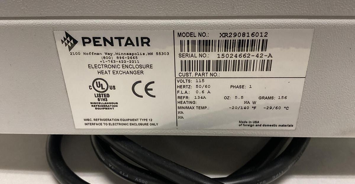 PENTAIR,XR29-0816-012,HEAT EXCHANGER ELECTRONIC ENCLOSURE .6A 115V NEW