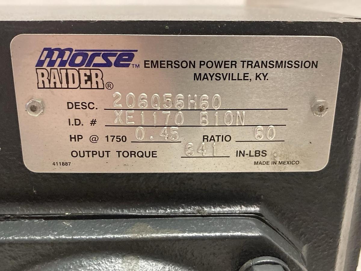 Morse,206Q56H60 XE1170 B10N,Gear Reducer 1750RPM 60:1 Ratio 0.45Hp