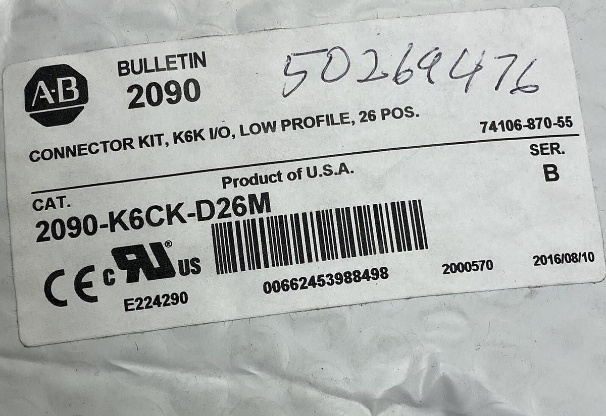 ALLEN BRADLEY,2090-K6CK-D26M,SER B LOW-PROFILE CONNECTOR KIT LOT OF 2 NEW