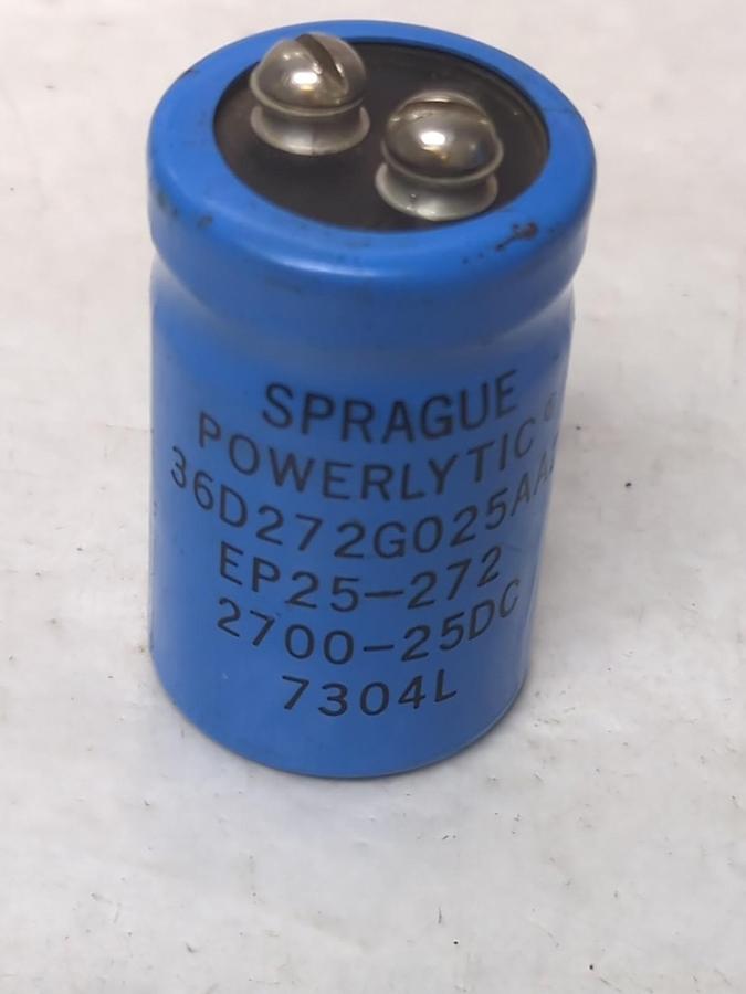 Used SPRAGUE,36D272G025AA2A,POWERLYTIC CAPACITOR 2700-25DCDC PRE-OWNED