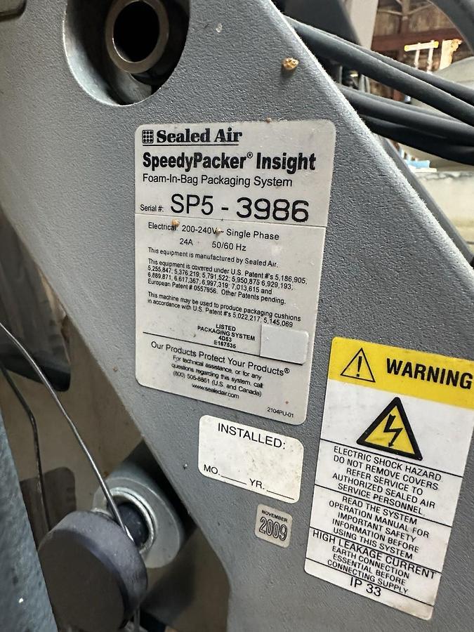 Used SealedAir, SpeedyPacker Insight SP5-3986,Foam-In-Bag Packaging Machine