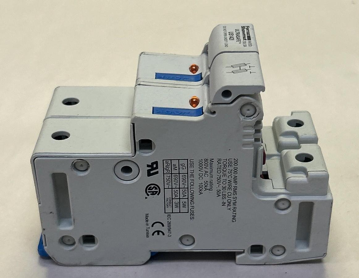 Used FERRAZ SHAWMUT,US142I,FERRAZ SHAWMUT 50A 750V 2P LOT OF 3