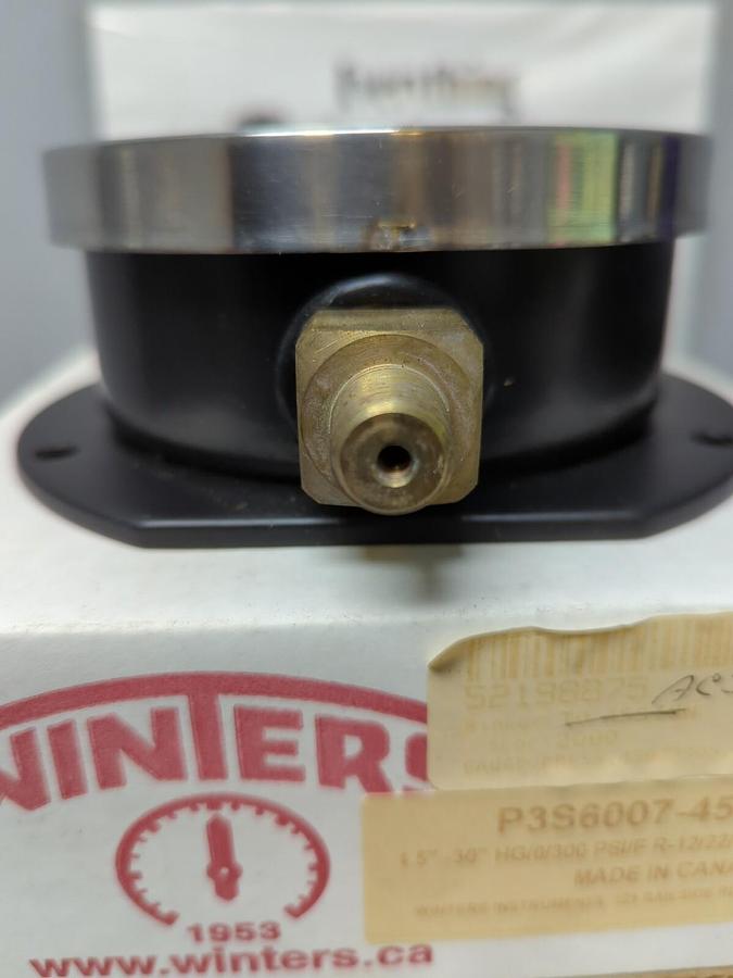 WINTERS,P3S6007-45BF-CD,4.5 INCH-30 INCH HG/0/300 PSI/F R-12/22/502 1/4 IN NPT